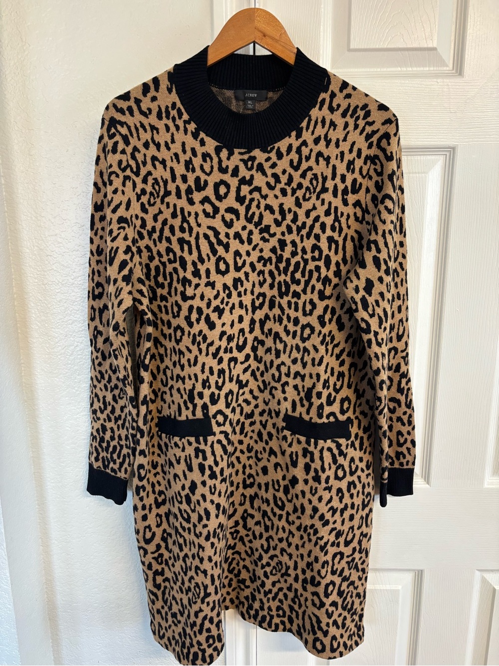 J. Crew | Mock Neck Leopard Sweater Dress Size XL